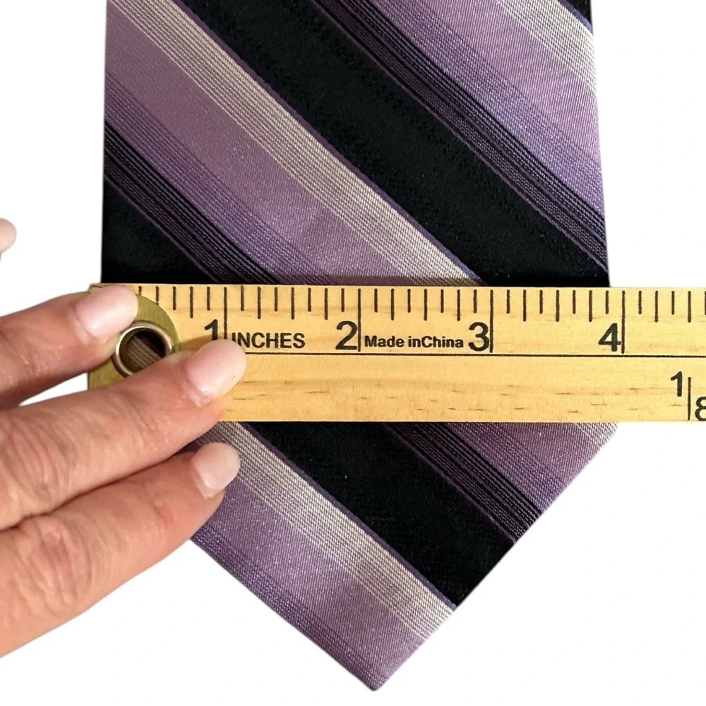 Mario‎ Ferrari Men’s Purple and Black Striped Silk Tie